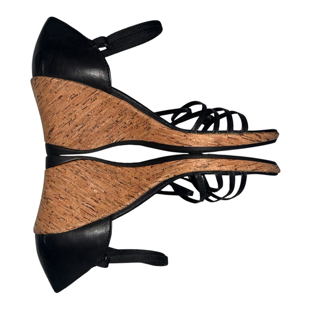 ⛰️🏝️Teva Riviera Wedge Strappy Black Leather Sandal Size 8 NWOB - Picture 4 of 9